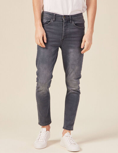 Jeans tapered 5 poches denim gris homme