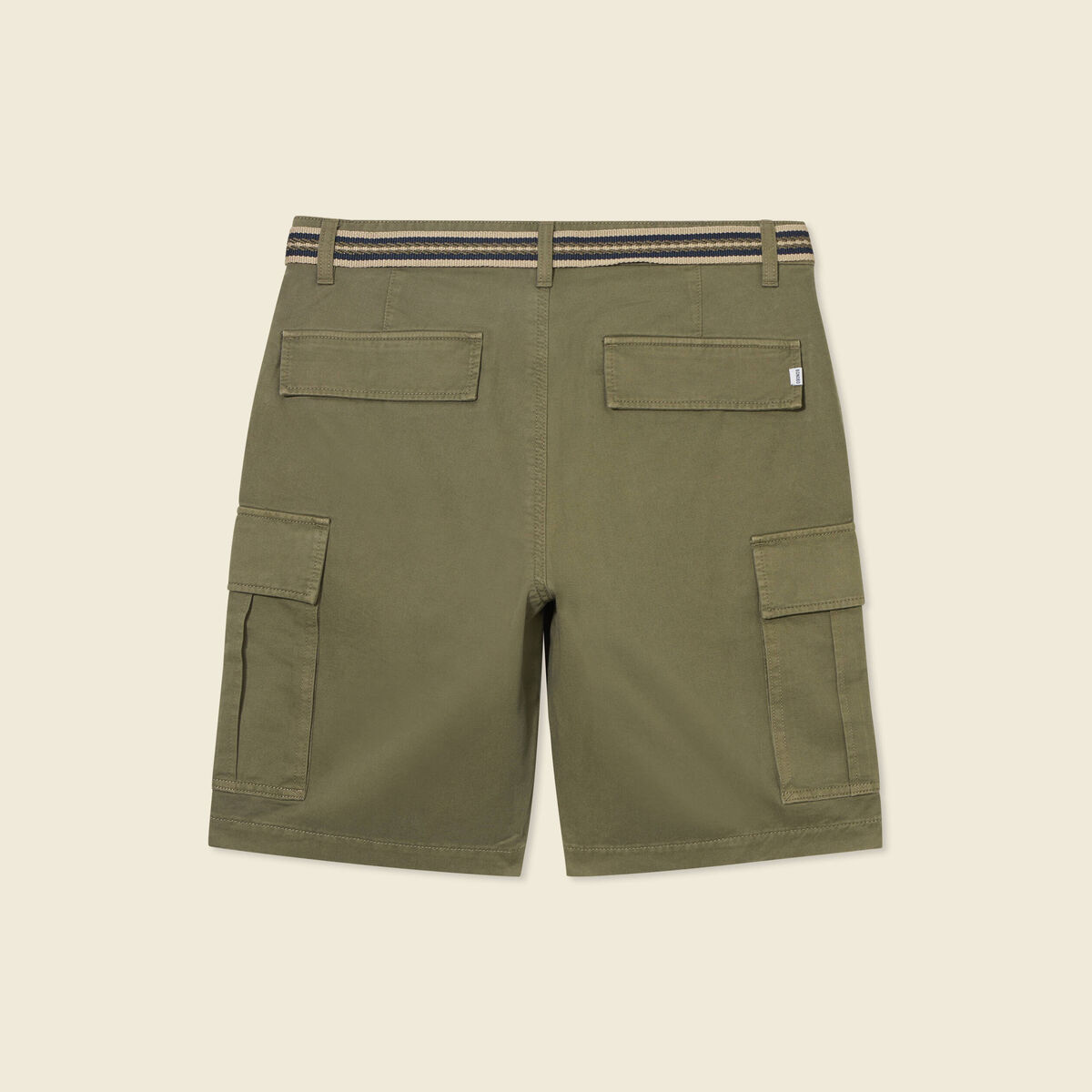 Bermuda droit cargo ceinture vert kaki homme