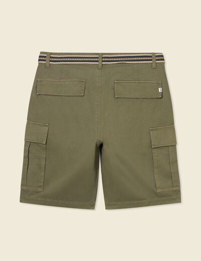 Bermuda droit cargo ceinture vert kaki homme