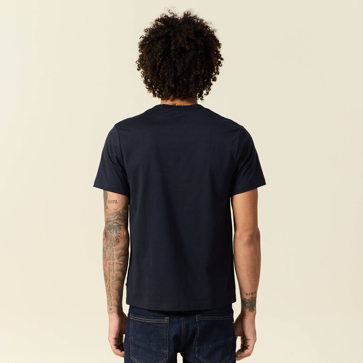 T-shirt en coton manches courtes bleu marine homme