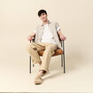 Pantalon chino à pinces sable homme