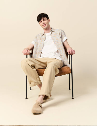 Pantalon chino à pinces sable homme