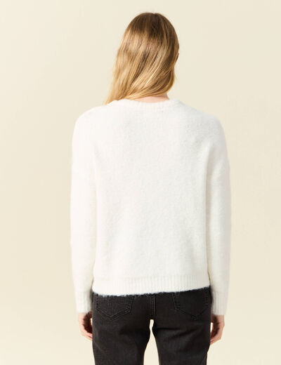 Pull manches longues ecru femme