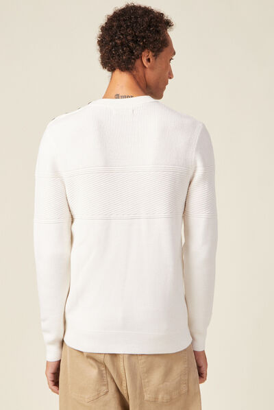 Pull manches longues ecru homme