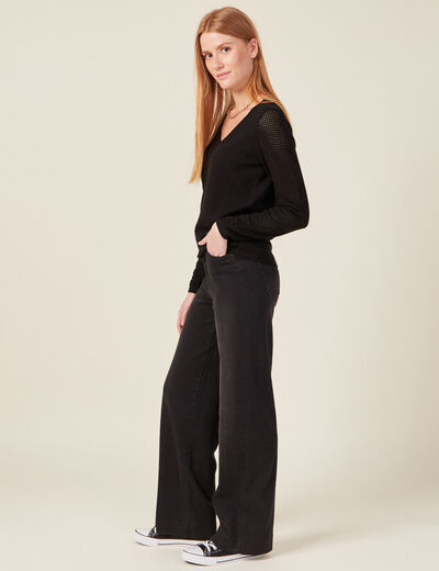Pull à manches longues noir femme