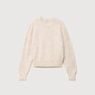 Pull droit manches longues col rond creme femme