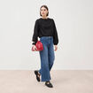 Jeans large taille haute denim stone femme