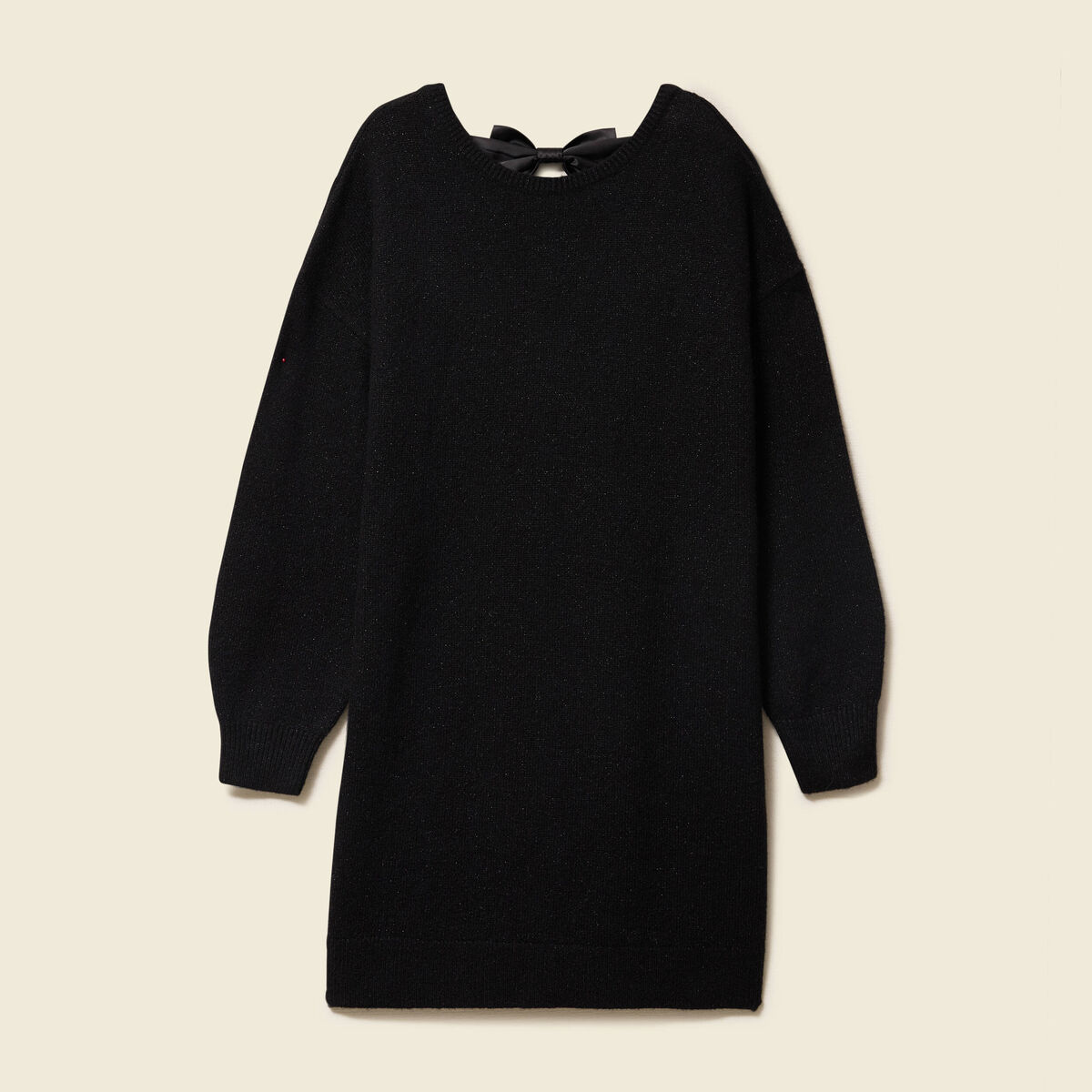 Robe pull fin manches longues noir femme