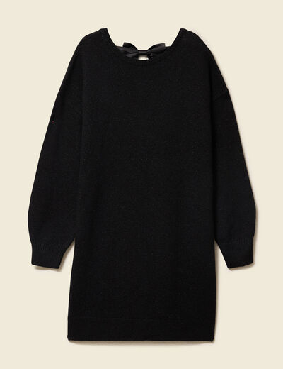 Robe pull fin manches longues noir femme