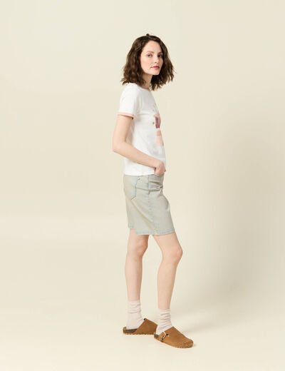 T-shirt manches courtes ivoire femme