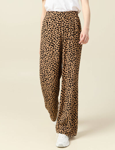 Pantalon large fuide camel femme