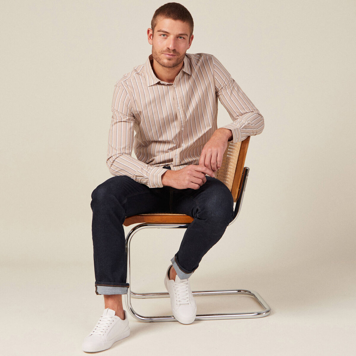 Chemise éco-responsable beige homme