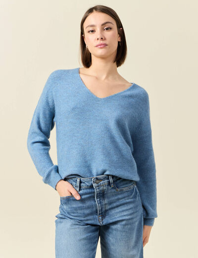 Pull manches longues bleu clair femme