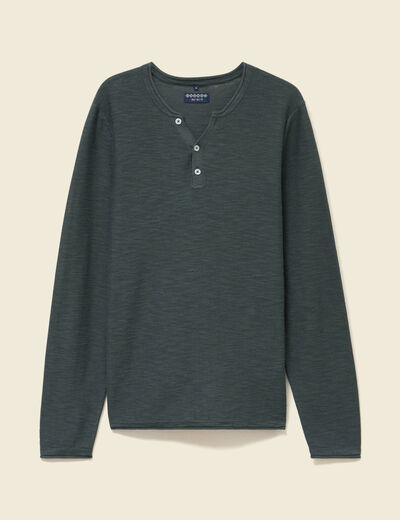 Pull manches longues vert kaki homme