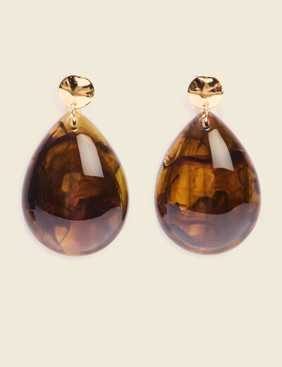 Boucles d'oreilles pendantes marron femme