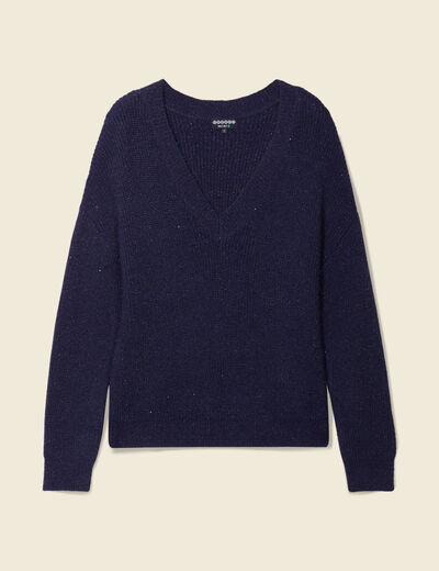 Pull éco-responsable bleu marine femme