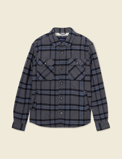Veste surchemise droite bleu gris homme