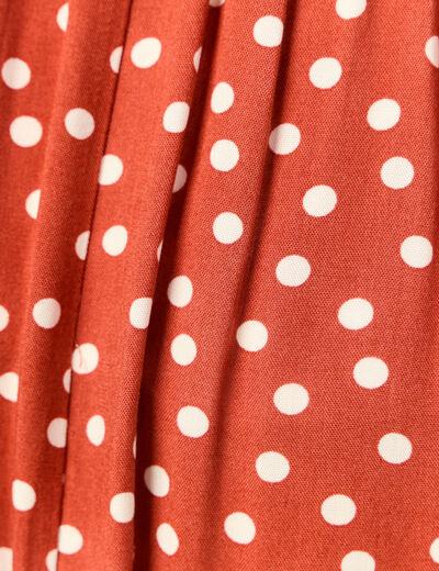 Jupe longue évasée fluide orange foncé femme