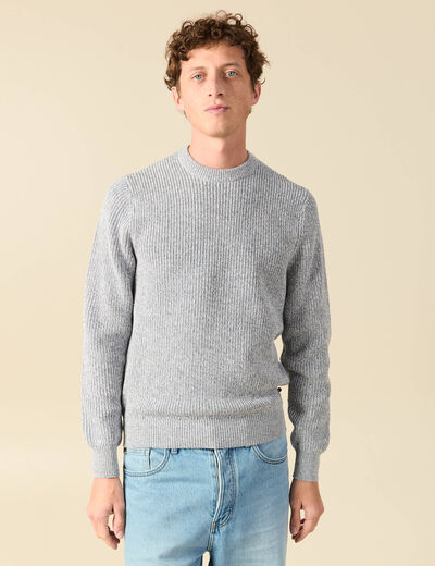Pull manches longues bleu gris homme