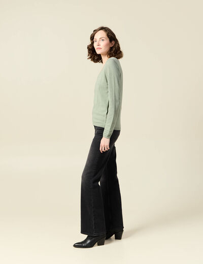 Pull à manches longues vert kaki femme