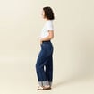 Jeans straight taille haute denim brut femme