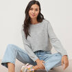 Pull manches longues col bateau gris femme