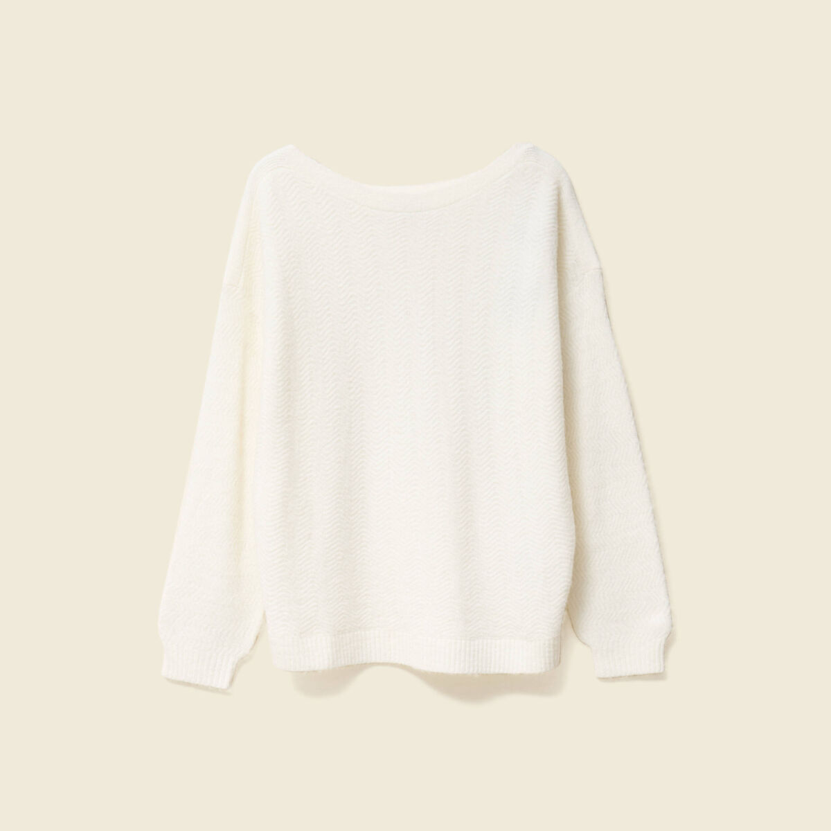 Pull manches longues ecru femme