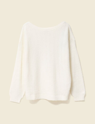 Pull manches longues ecru femme