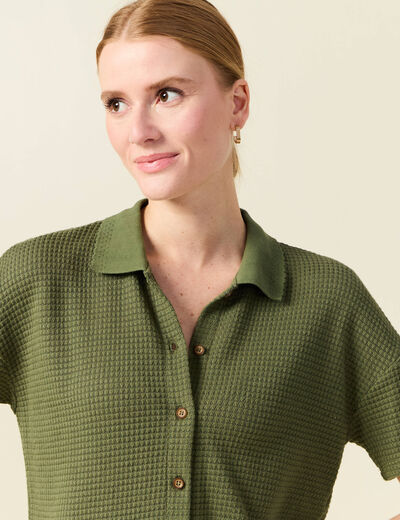 Polo éco-responsable vert kaki femme