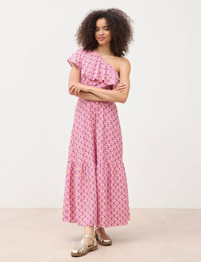 Robe one shoulder sans manches multicolore femme