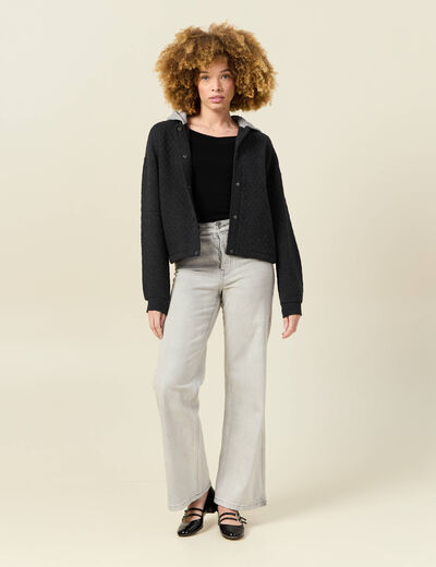 Gilet à capuche noir femme