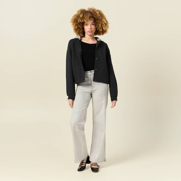 Gilet à capuche noir femme