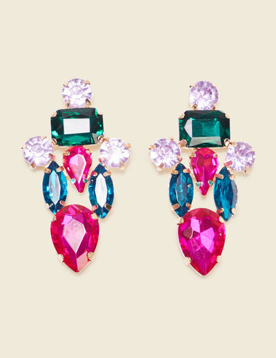 Boucles d'oreilles pendantes multicolore femme
