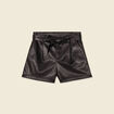 Short similicuir ceinturé noir femme