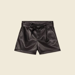 short similicuir ceinture noir femme Short similicuir ceinturé noir femme
