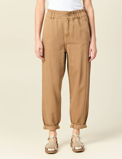 Jeans slouchy 7/8ème vert kaki femme