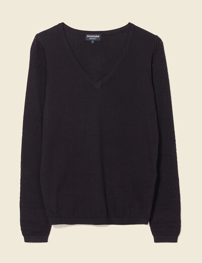 Pull à manches longues noir femme