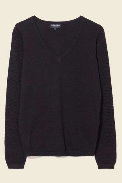 Pull à manches longues noir femme