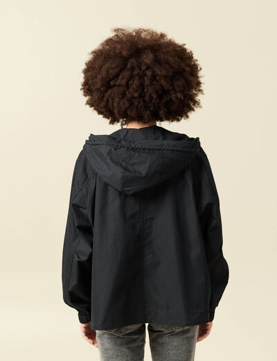 Parka oversize d&eacute;perlante &agrave; capuche noir femme