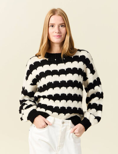 Pull manches longues noir femme