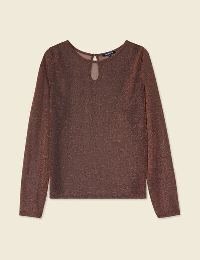 T-shirt manches longues marron cognac femme