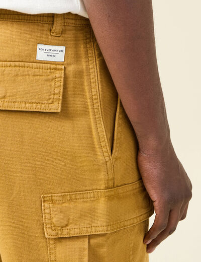 Bermuda cargo à coulisse jaune moutarde homme