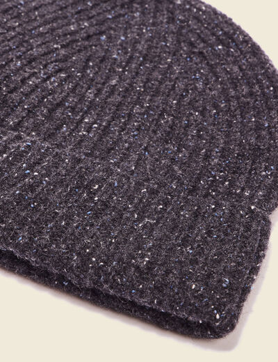Bonnet tricoté fabriqué en France gris foncé homme