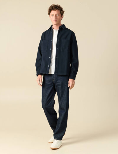 Surchemise oversize col classique bleu marine homme