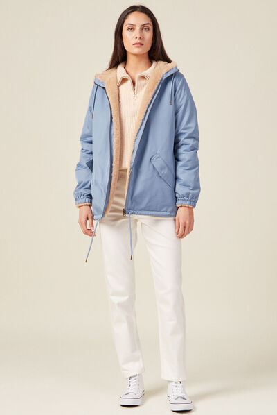 Parka réversible bleu ciel femme