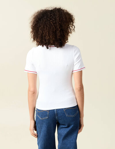 Short ajusté court manches courtes blanc femme