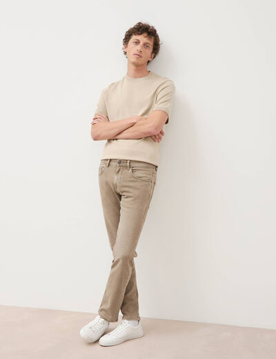 Jeans straight longueur 32 denim denim beige homme