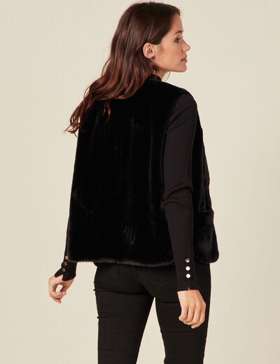 Veste droite fausse fourrure noir femme