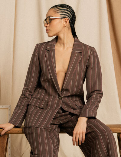 Veste blazer manches longues marron chocolat femme
