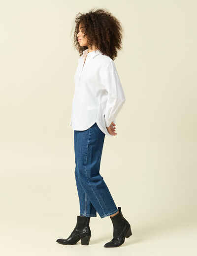 Chemise oversize en coton ecru femme